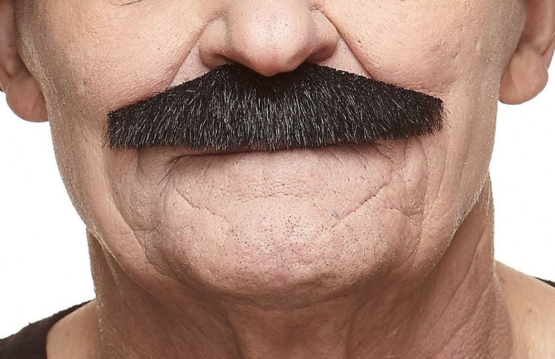 Mustaches Self Adhesive Fake Mustache, Novelty, Policeman False Facial Hair, Costume Accessory for Adults, Black Lustrous Color - Image 1